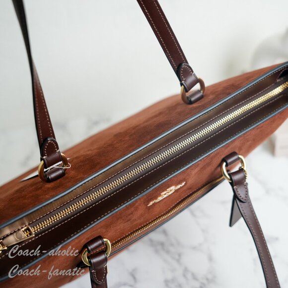 NWT Coach CCC77 Station Suede Tote Bag in Vintage Brown - Picture 11 of 15